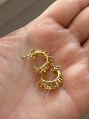 Sphera Milano Gold Hoop Earrings with Diamond Accents
